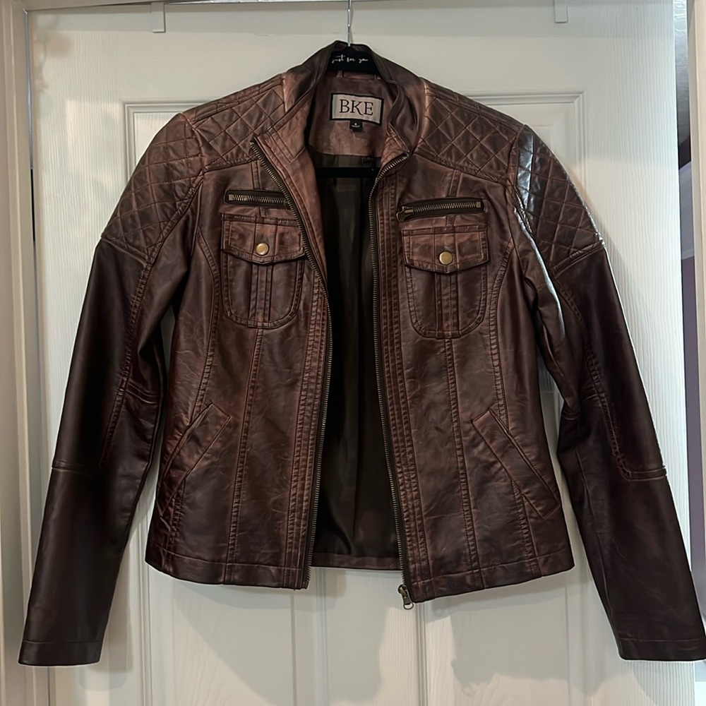 Buckle BKE brown/maroon leather jacket small
